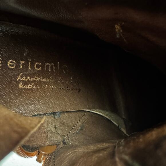 Eric Michael Lena Buttery Soft Brown Leather Buckle Wedge Booties Women's 7.5 - Picture 9 of 9